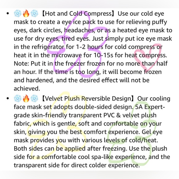 2PCS Cooling Eye Mask - Gel Eye Mask Reusable Gel Beads Hot Cold Compress - Picture 7 of 10